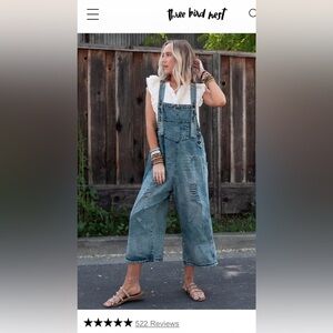 Easel Los Angeles Classic Blue Denim Oversized Overalls